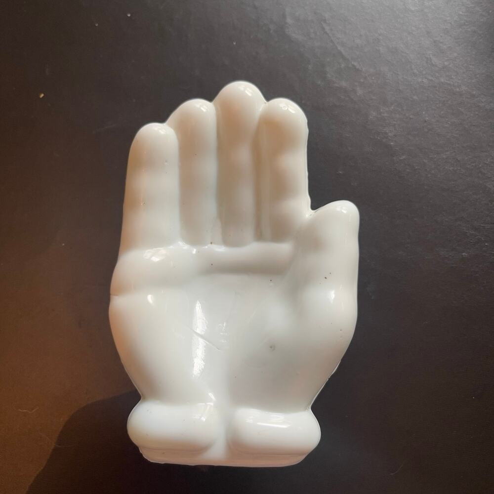 Vintage White Milk Glass Hand Figurine | Hand-Shaped Glass Trinket Holder | Goth